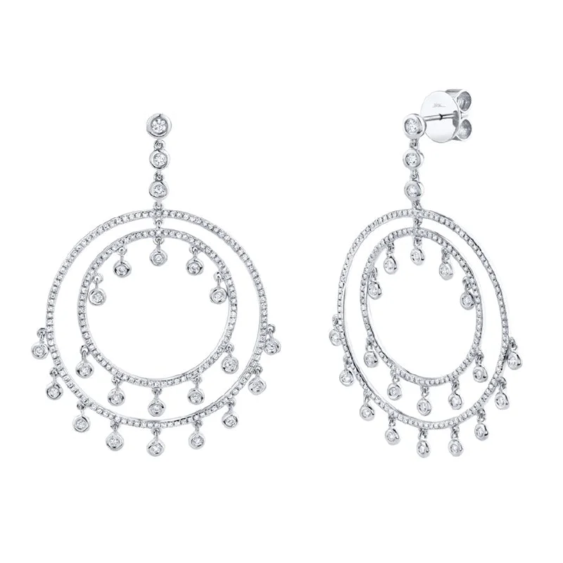 Best hoop earrings with blackened metal for an edgy and bold appearance-14KT GOLD 1.42 CTW DIAMOND DOUBLE CIRCLE DANGLE EARRINGS