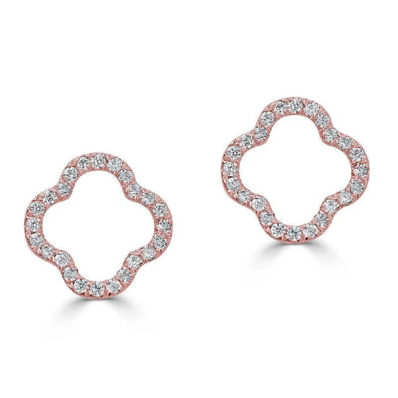 Hoop earrings with faceted crystals for added sparkle and shine-14KT GOLD .16 CTW DIAMOND OPEN CLOVER EARRINGS