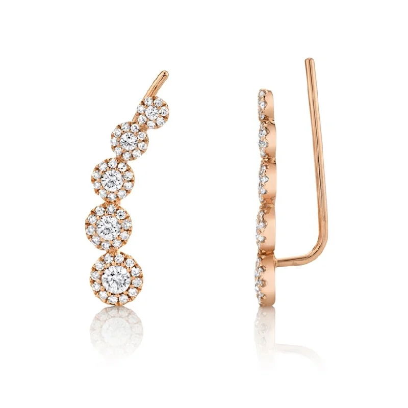 Hoop earrings with twisted leather for a chic and modern boho look-14KT GOLD 2/3 CTW DIAMOND EAR CLIMBER EARRINGS