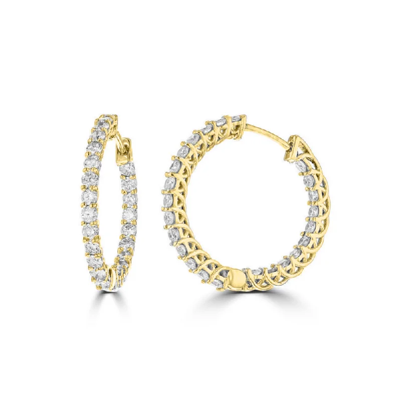 Best hoop earrings with crescent-shaped designs for a bold, moon-inspired style-14KT YELLOW GOLD 3/4 CTW DIAMOND TRELLIS INSIDE OUT HOOP EARRINGS