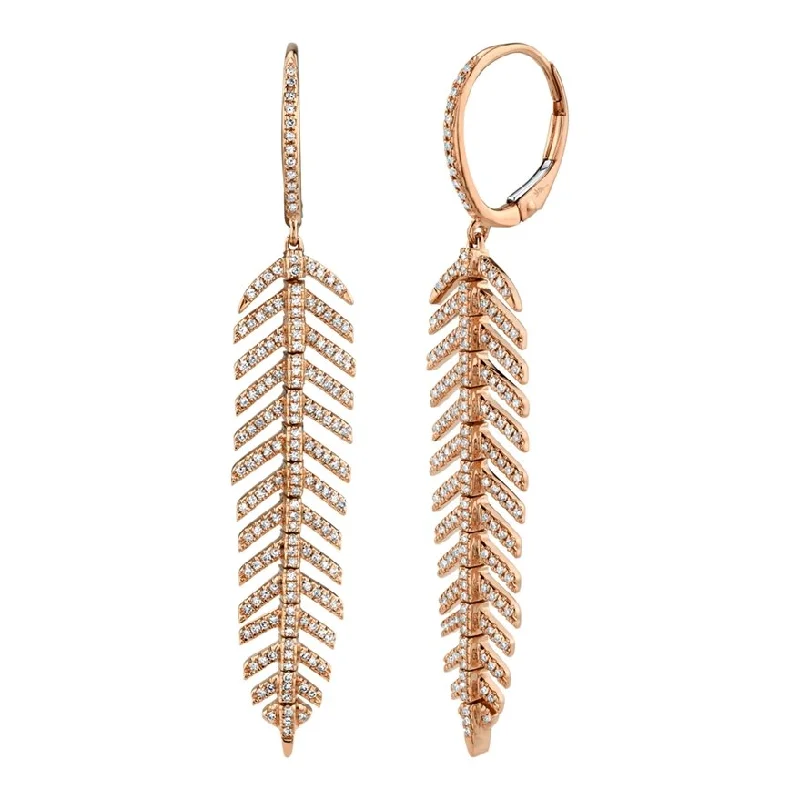 Best hoop earrings with gold for a luxurious and timeless look-14KT Gold 3/5 CTW Diamond Feather Earrings