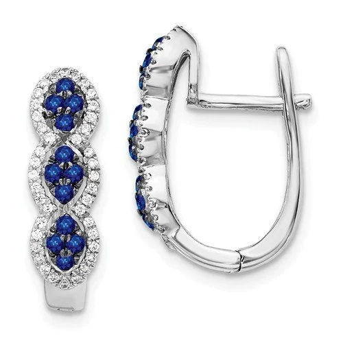 Hoop earrings with spiral designs for a dynamic and fluid look-14KT GOLD 0.32 CTW SAPPHIRE & 0.24 CTW DIAMOND CLUSTER HOOP EARRINGS