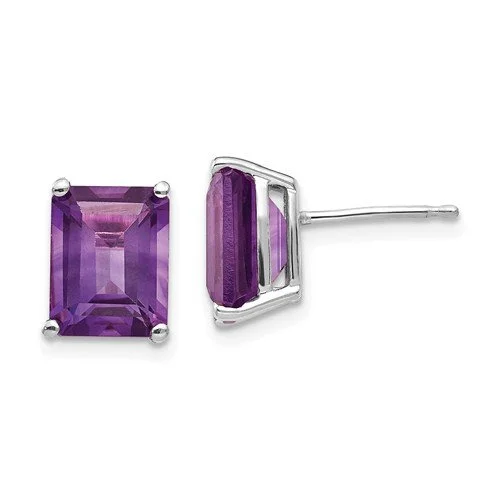 Best hoop earrings with detachable studs for a versatile and adjustable accessory-14KT GOLD 4.50 CTW EMERALD CUT AMETHYST EARRINGS