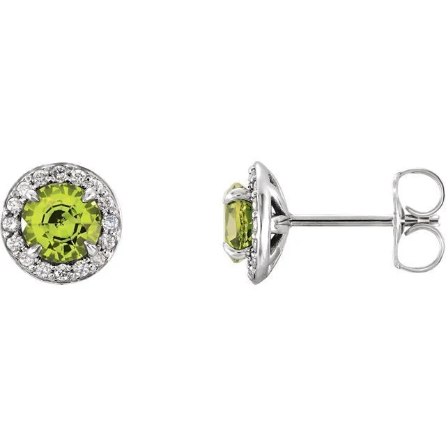 Best hoop earrings with gold-plated finishes for an affordable luxury vibe-14KT GOLD 0.40 CTW PERIDOT & 0.12 CTW DIAMOND HALO EARRINGS