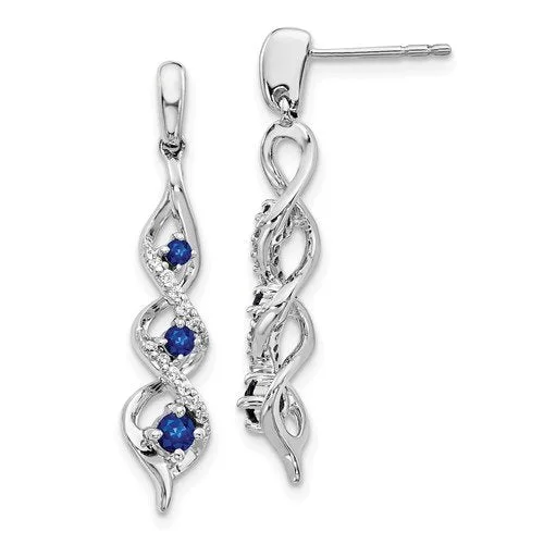 Best hoop earrings with geometric pendants for a modern, chic appeal-14KT GOLD 0.43 CTW SAPPHIRE & 0.12 CTW DIAMOND DANGLE TWIST EARRINGS