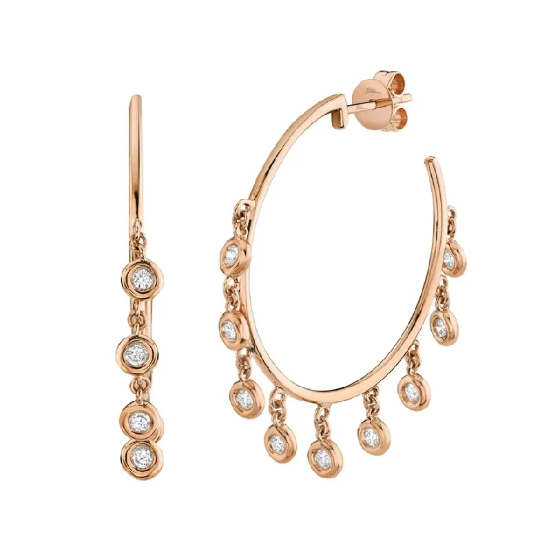 Best hoop earrings with delicate chain details for a trendy and stylish design-14KT GOLD .45 CTW DIAMOND BEZEL-SET SHAKER HOOP EARRINGS