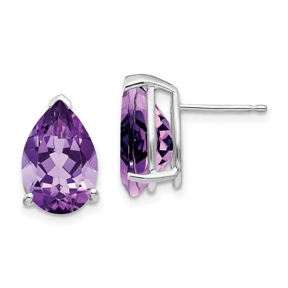 Best hoop earrings with marbled designs for a trendy and artistic effect-14KT GOLD 5.60 CTW PEAR SHAPE AMETHYST EARRINGS