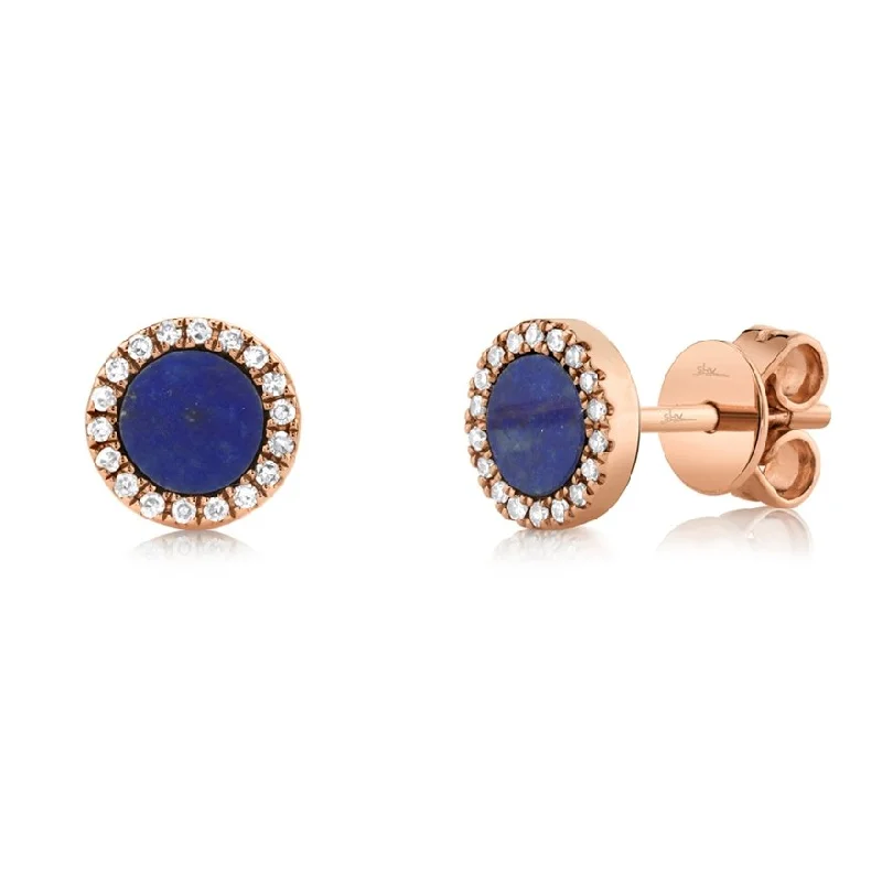 Best hoop earrings with floral designs for a feminine and delicate look-14KT Gold .51 CT Lapis & .08 CTW Diamond Halo Earrings