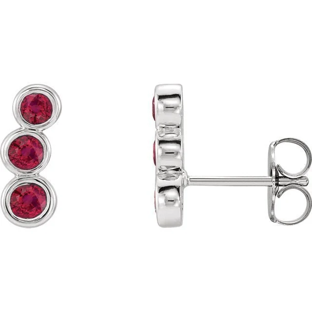 Best hoop earrings with geometric hexagon shapes for a modern, angular look-14KT GOLD 0.68 CTW GENUINE ROUND RUBY CLIMBER EARRINGS