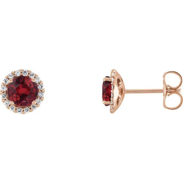 Hoop earrings with heart-shaped frames for a romantic and feminine look-14KT GOLD 0.70 CTW RUBY & 0.14 CTW DIAMOND HALO EARRINGS