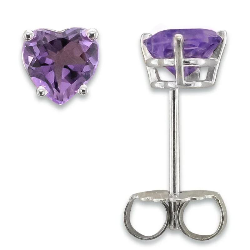 Best hoop earrings with cubic zirconia for a budget-friendly, dazzling look-14KT GOLD 0.80 CTW HEART AMETHYST EARRINGS