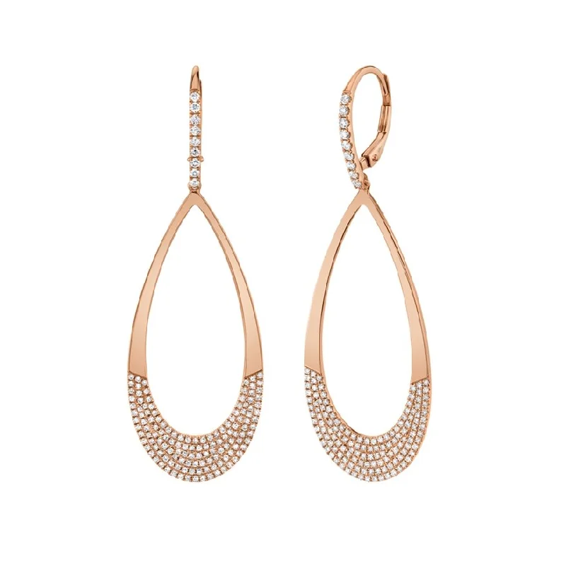 Best hoop earrings with lever-back closures for secure and easy wear-14KT GOLD 0.88 CTW DIAMOND PAVE PEAR DROP LEVERBACK EARRINGS