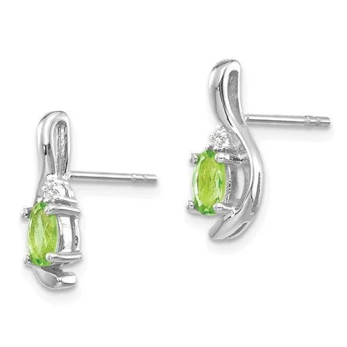 Stylish hoop earrings with diamond accents for an elegant and sparkling effect-14KT GOLD DIAMOND AND OVAL PERIDOT EARRINGS