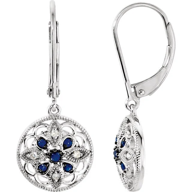 Best hoop earrings with gold for a luxurious and timeless look-14KT GOLD SAPPHIRE & DIAMOND GRANULATED FILIGREE EARRINGS