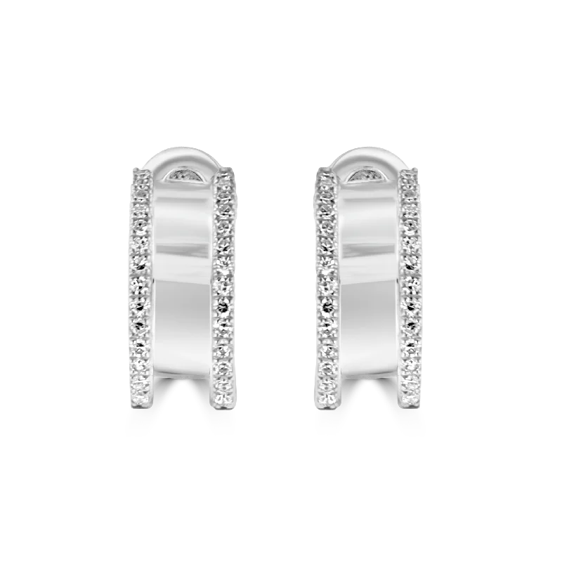 Best hoop earrings with vintage-style detailing for a nostalgic and timeless look-14KT WHITE GOLD 0.17 CTW DIAMOND 2 ROW J HOOP EARRINGS