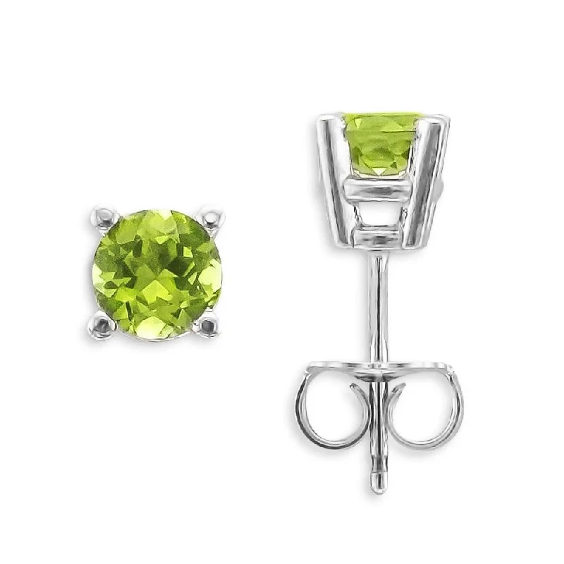 Hoop earrings with braided patterns for a detailed and textured finish-14KT WHITE GOLD 1.00 CTW ROUND PERIDOT EARRINGS