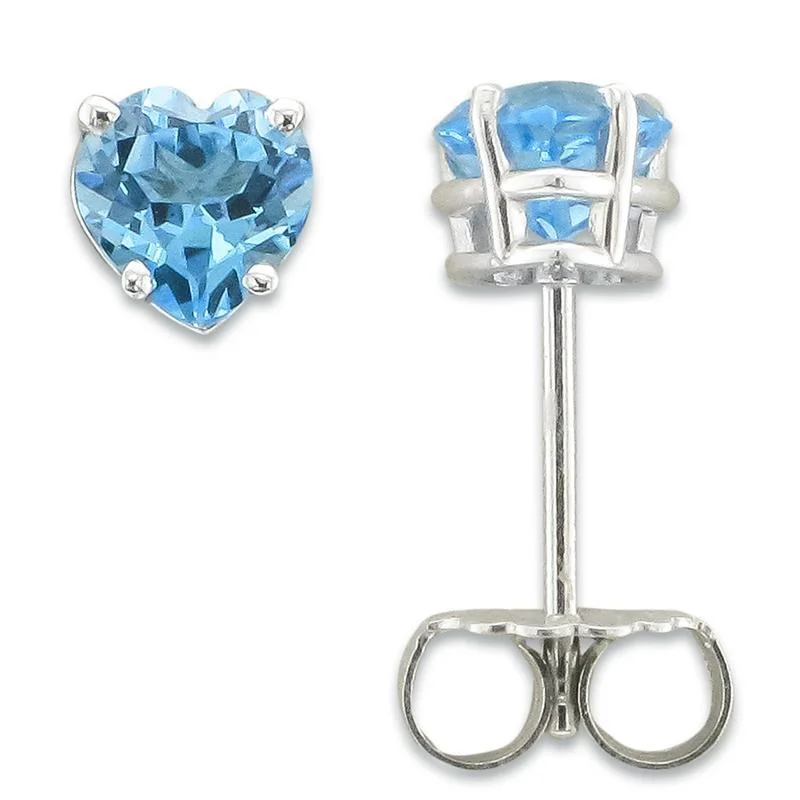 Best hoop earrings with oval shapes for a unique and elongated design-14KT WHITE GOLD 1.10 CTW HEART SWISS BLUE TOPAZ EARRINGS