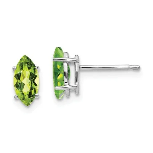 Best hoop earrings with blackened metal for an edgy and bold appearance-14KT WHITE GOLD 1.30 CTW MARQUISE PERIDOT EARRINGS