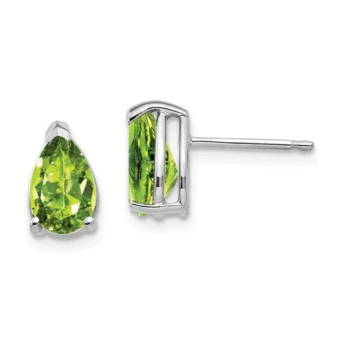 Hoop earrings with dangling charms for a playful and fun look-14KT WHITE GOLD 1.90 CARAT PEAR PERIDOT EARRINGS