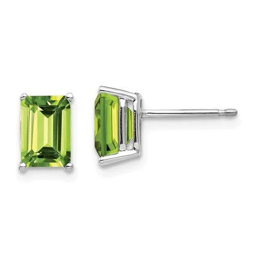 Hoop earrings with polished silver finish for a shiny, modern appeal-14KT WHITE GOLD 2.00 CTW EMERALD PERIDOT EARRINGS