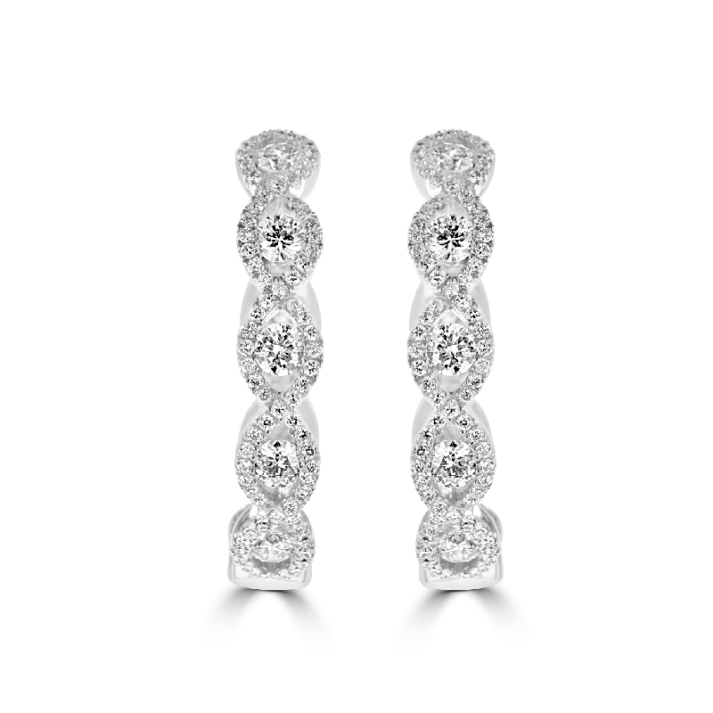 Hoop earrings with rhinestone embellishments for a glamorous and sparkling look-14KT WHITE GOLD 2.01 CTW DIAMOND HOOP EARRINGS