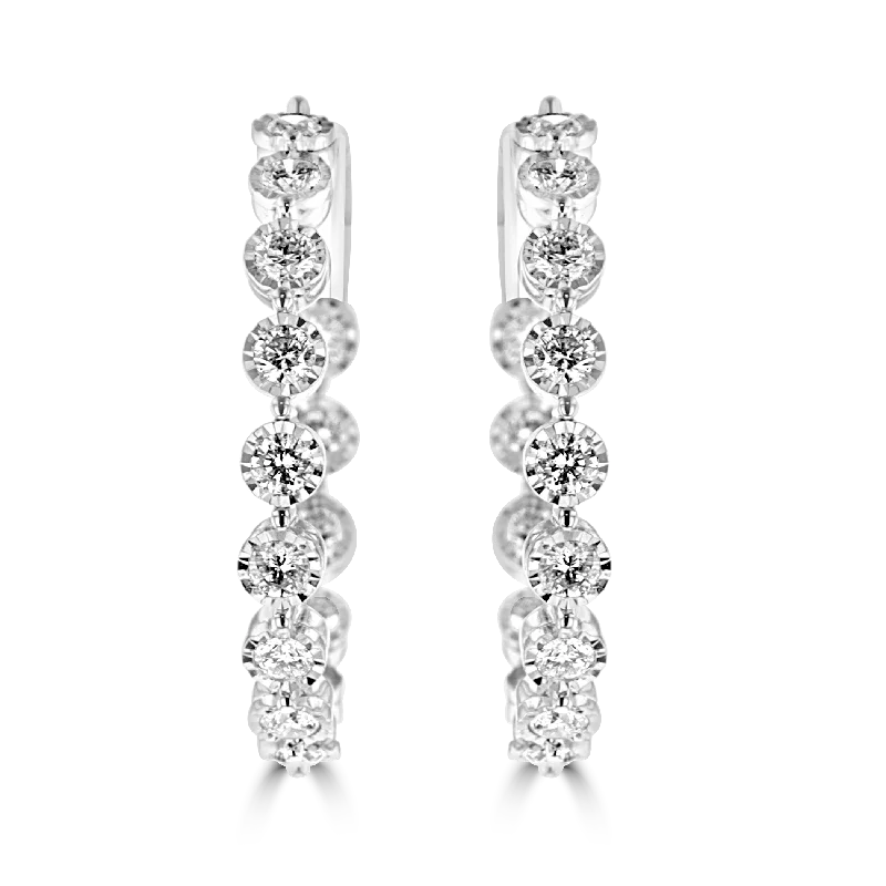 Hoop earrings with a matte finish for a sleek and sophisticated appearance-14KT WHITE GOLD 2.02 CTW DIAMOND HOOP EARRINGS