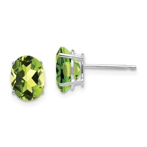 Best hoop earrings with custom engravings for a personalized and meaningful gift-14KT WHITE GOLD 2.70 CARAT OVAL PERIDOT EARRINGS