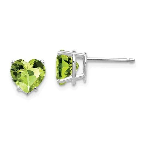 Best hoop earrings with stacked layers for a dimensional and bold look-14KT WHITE GOLD 2.80 CTW HEART PERIDOT EARRINGS