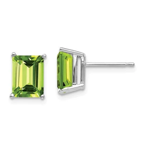 Hoop earrings with braided patterns for a detailed and textured finish-14KT WHITE GOLD 3 1/2 CTW EMERALD PERIDOT EARRINGS