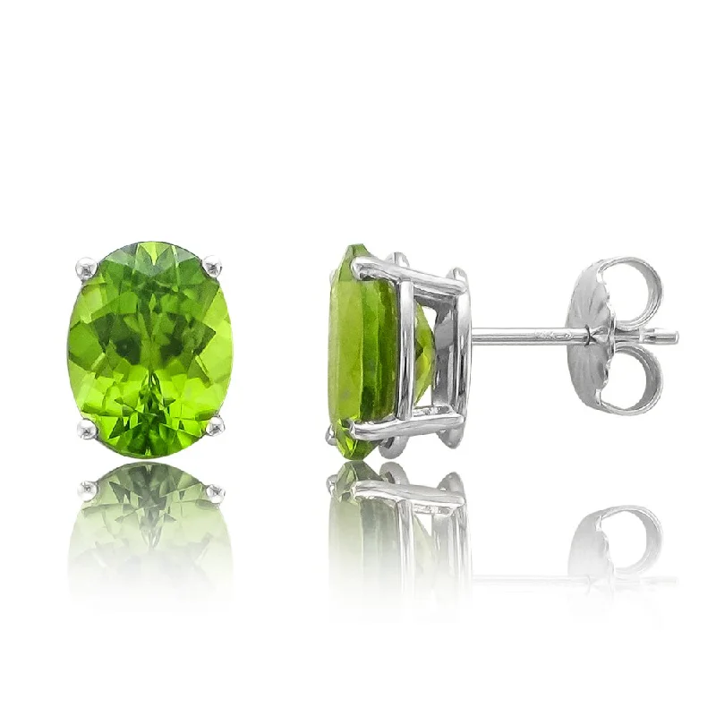 Hoop earrings with dangling charms for a playful and fun look-14KT WHITE GOLD 4.00 CTW OVAL PERIDOT EARRINGS