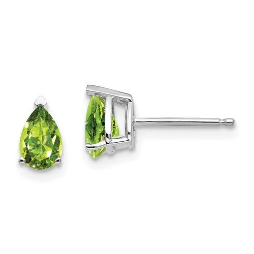 Hoop earrings with open designs for a modern, lighthearted vibe-14KT WHITE GOLD 0.90 CTW PEAR PERIDOT EARRINGS