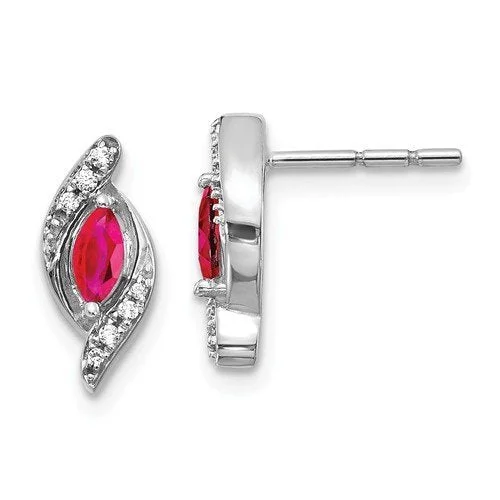 Best hoop earrings with minimal embellishments for a sleek and modern look-14KT WHITE GOLD DIAMOND AND RUBY EARRINGS