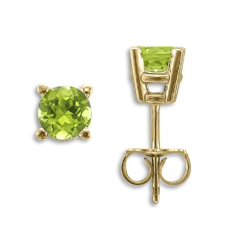 Best hoop earrings with baroque pearls for a luxurious and elegant vibe-14KT YELLOW GOLD 1.00 CTW ROUND PERIDOT EARRINGS