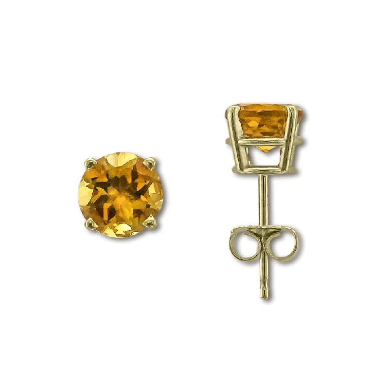 Best hoop earrings with sterling silver for an affordable and chic design-14KT YELLOW GOLD 1.40 CTW ROUND CITRINE EARRINGS