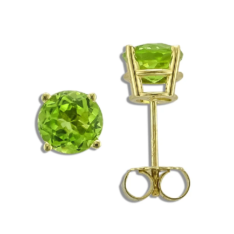 Hoop earrings with heart-shaped frames for a romantic and feminine look-14KT YELLOW GOLD 1.70 CTW ROUND PERIDOT EARRINGS