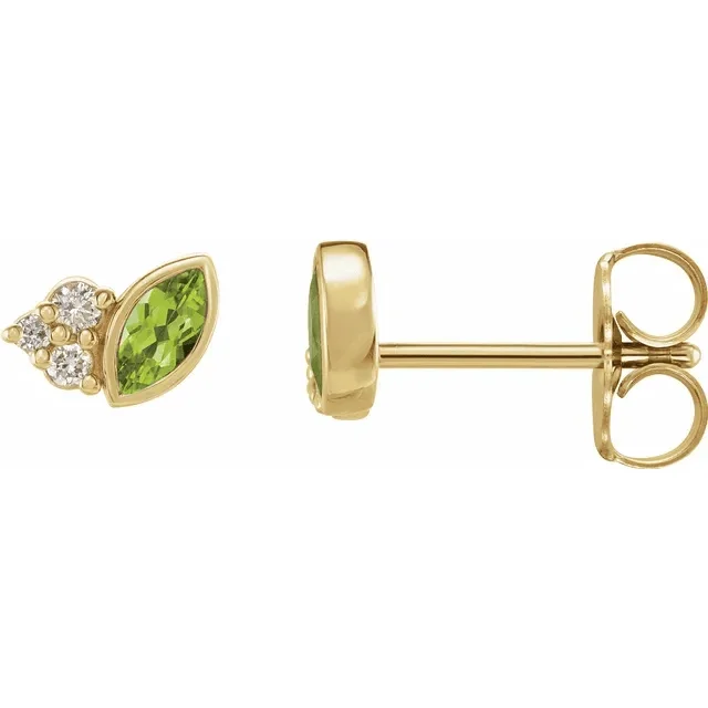 Large hoop earrings for a bold and statement-making fashion accessory-14KT YELLOW GOLD 0.16 CTW PERIDOT & 0.05 CTW DIAMOND EARRINGS