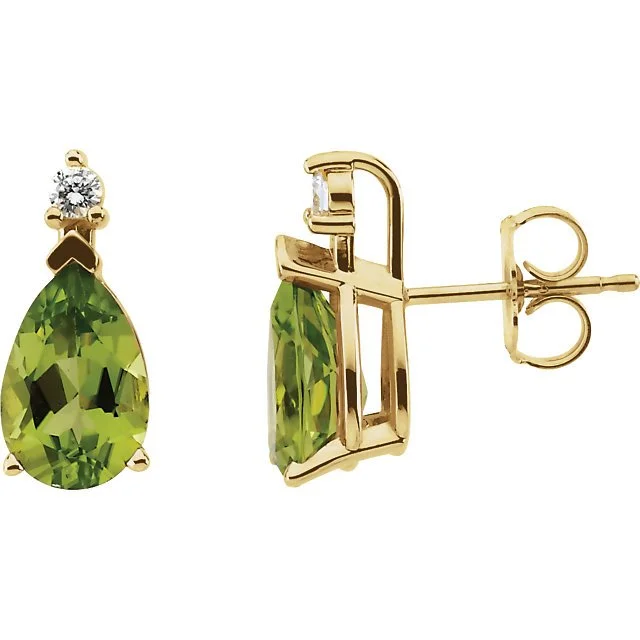 Hoop earrings with textured finishes for a vintage and classic style-14KT YELLOW GOLD 2.20 CTW PERIDOT & 0.08 CTW DIAMOND EARRINGS