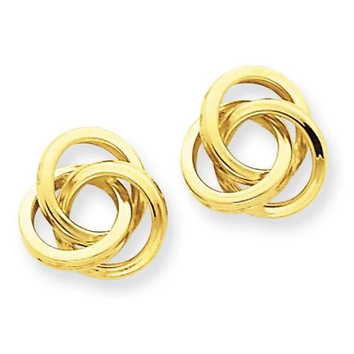 Hoop earrings with tortoiseshell designs for a chic and classic style-14KT YELLOW GOLD LOVE KNOT EARRINGS