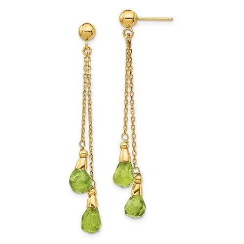 Best hoop earrings with crescent-shaped designs for a bold, moon-inspired style-14KT YELLOW GOLD PERIDOT DANGLE EARRINGS