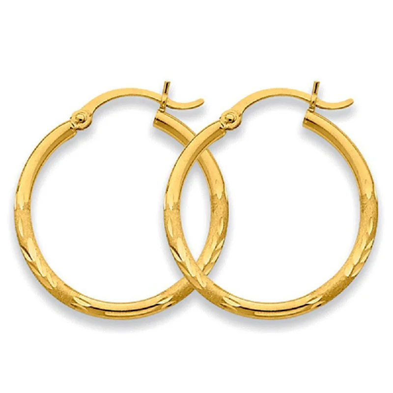 Hoop earrings with gold accents for a warm, elegant statement piece-14KT YELLOW GOLD SATIN HOOP EARRINGS