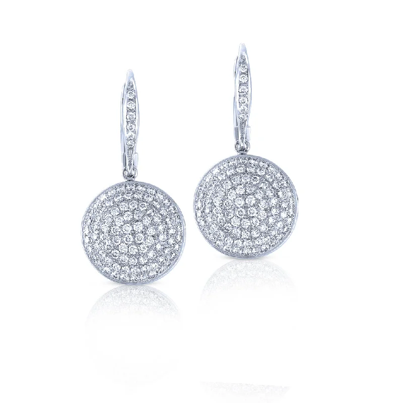 Hoop earrings with braided patterns for a detailed and textured finish-18K White Gold Drop Dangle Pave Diamond Earrings