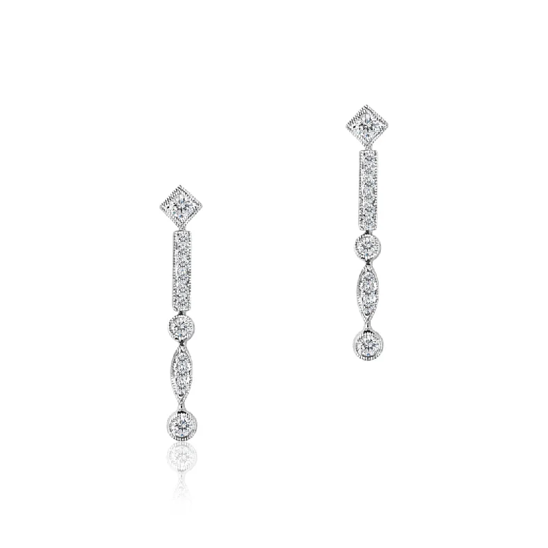 Best hoop earrings with minimal embellishments for a sleek and modern look-18K white gold drop diamond earrings