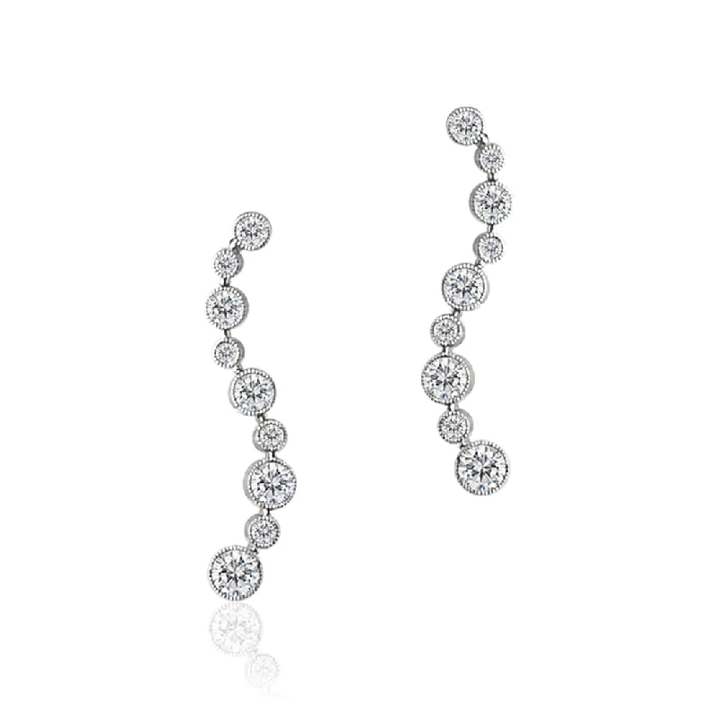 Hoop earrings with rhinestone-studded rims for a glamorous touch-18K White gold fashion diamond earrings