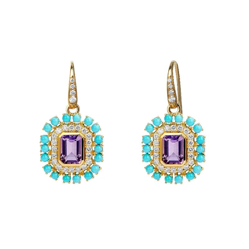 Best hoop earrings with minimalist designs for a clean and modern aesthetic-Mogul Amethyst & Turquoise Earrings