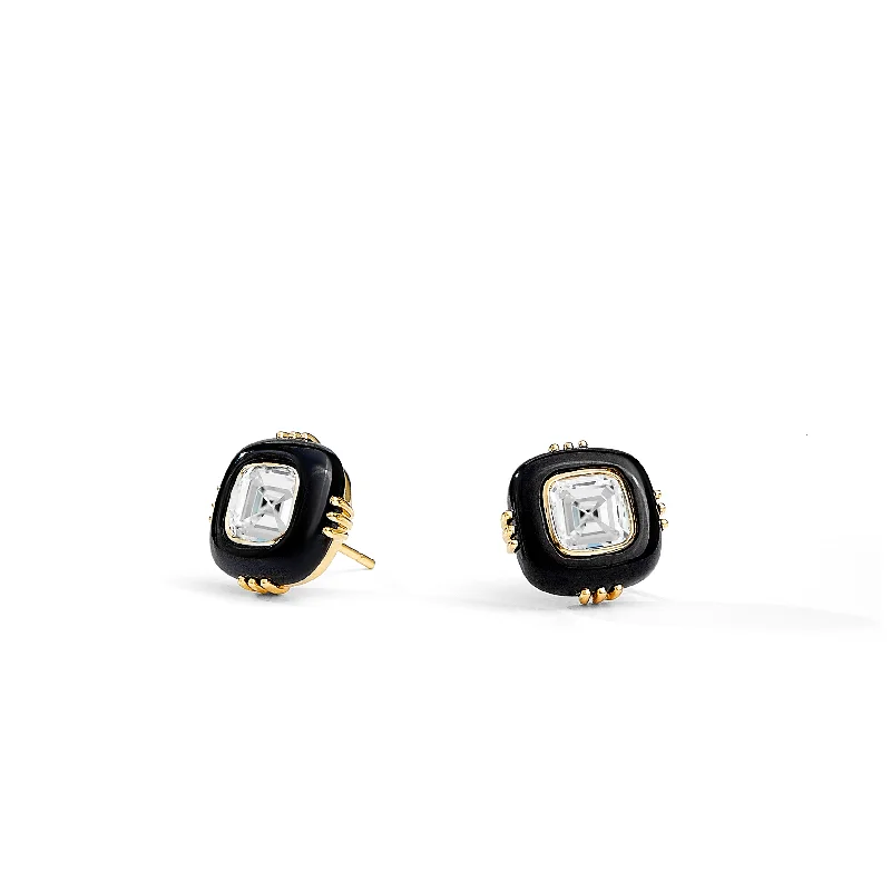 Best hoop earrings with geometric pendants for a modern, chic appeal-Black Onyx Studs