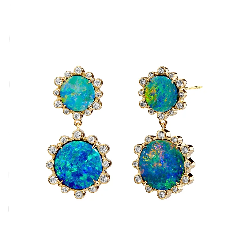 Hoop earrings with cut-out designs for a creative and lightweight effect-Opal Diamond Earrings