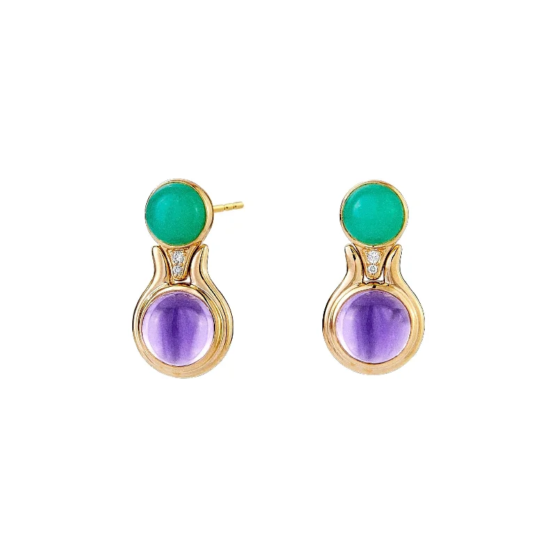 Hoop earrings with removable pendants for a versatile and customizable accessory-Chrysoprase & Amethyst Earrings