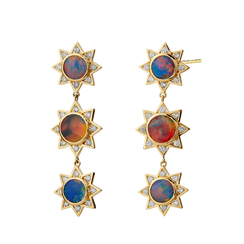 Best hoop earrings with intricate beaded details for a textured, stylish appearance-Cosmic Opal Star Earrings