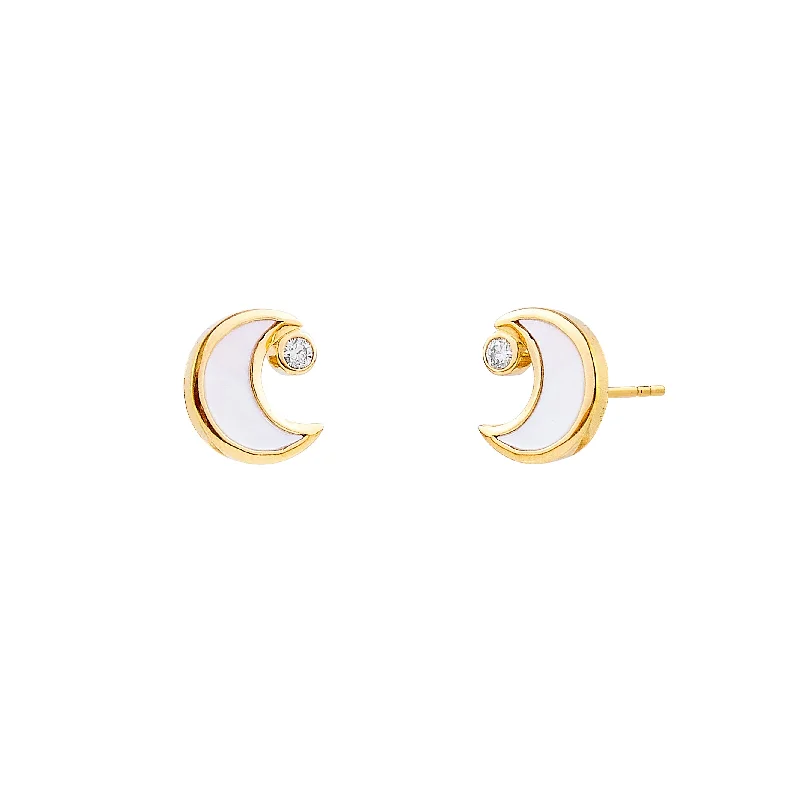 Best hoop earrings with stacked layers for a dimensional and bold look-Moon Studs