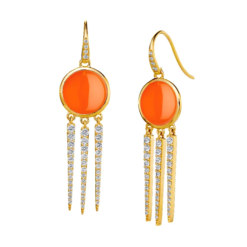 Hoop earrings with textured gold for a refined and sophisticated aesthetic-Chakra Diamond Fringe Earrings